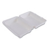 Vanguard Renewable And Compostable Sugarcane Clamshells, 9 x 6 x 3, White, 250/Carton