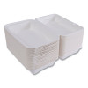 Vanguard Renewable And Compostable Sugarcane Clamshells, 9 x 6 x 3, White, 250/Carton