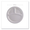 Vanguard Renewable And Compostable Sugarcane Plates, 3-Compartment Plate, 10" Dia, White, 500/Carton