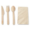 Pre-Rolled Caterwrap Kraft Napkins With Wood Cutlery, Fork/Knife/Napkin/Spoon, Plastic, Brown, 100/Carton