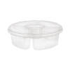 Dip Cup Platter, 4 Compartments, 64 Oz, 10" Diameter, Clear, Plastic, 100/Carton