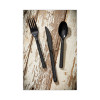 Meadoware Cutlery, Medium Heavyweight Soup Spoon, Plastic, Black, 1,000/Carton