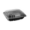 Earthchoice Vented Dual Color Microwavable Hinged Lid Container, 66 Oz, 10.5 x 9.5 x 3.1, Black/Clear, Plastic, 132/Carton