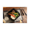 Earthchoice Vented Dual Color Microwavable Hinged Lid Container, 38 Oz, 8.5 x 8.6 x 3.1, Black/Clear, Plastic, 150/Carton