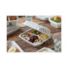 Earthchoice Vented Microwavable Mfpp Hinged Lid Container, 3 Compartments, 8.4 x 8.7 x 3.1, White, Plastic, 146/Carton