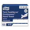 Peakserve Continuous Hand Towel, 1-Ply, 7.91 x 8.85, White, 410 Wipes/Pack, 12 Packs/Carton