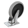 Replacement Bayonet-Stem Swivel Casters, Swivel Mount Plate, 5" Soft Rubber Wheel, Black