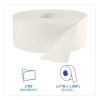 Jrt Jumbo Roll Bathroom Tissue, Septic Safe, 2-Ply, 3.3" x 1,000 Ft, White, 12 Rolls/Carton
