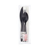 Reliance Mediumweight Cutlery Kit, Fork/Knife/Napkin/Pepper/Salt/Spoon, Plastic, Black, 250/Carton
