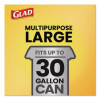Guaranteed Strong Large Drawstring Trash Bags, Three-Ply, 30 Gal, 1.05 Mil, 30 x 33, Black, 28 Bags/Box, 6 Boxes/Carton
