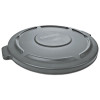 Brute Self-Draining Flat Top Lids For 55 Gal Round Brute Containers, 26.75" Diameter, Gray