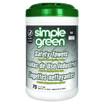 Safety Towels, 1-Ply, 10 x 12, White, Unscented, 75/Canister, 6 Canisters/Carton