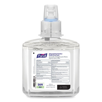Advanced Hand Sanitizer Gentle And Free Foam, 1,200 Ml Refill, Fragrance-Free, For Es4 Dispensers, 2/Carton