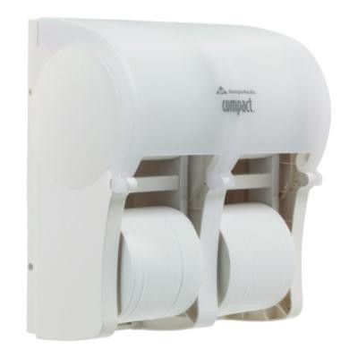Compact Quad Vertical Four-Roll Coreless Tissue Dispenser, 12.06 x 8 x 14.44, White