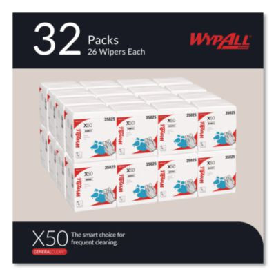 X50 Cloths, 1/4 Fold, 12.5 x 10, White, 26/Pack, 32 Packs/Carton