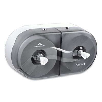Sofpull Twin High-Capacity Center-Pull Bathroom Tissue Dispenser, 20.13 x 7 x 10.75, Smoke