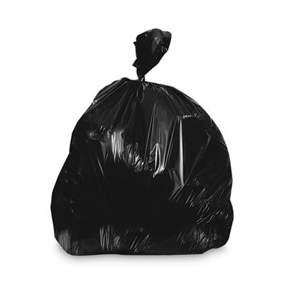 Linear Low-Density Can Liners, 45 Gal, 1.5 Mil, 40" x 46", Black, Flat Pack, 125/Carton