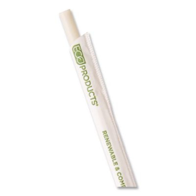 Jumbo Wrapped Paper Straw, 7.75", 6 Mm Diameter, White, 3,000/Carton