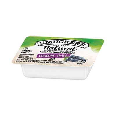 Smuckers 1/2 Ounce Natural Jam, 0.5 Oz Container, Concord Grape, 200/Carton