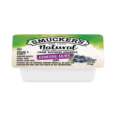 Smuckers 1/2 Ounce Natural Jam, 0.5 Oz Container, Concord Grape, 200/Carton