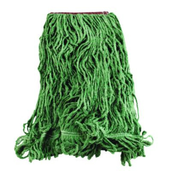 Super Stitch Blend Mop Heads, Cotton/Synthetic, Green, Large, 6/Carton