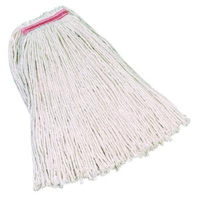 Non-Launderable Premium Cut-End Cotton Mop, White, 20 Oz, 1" Orange Headband