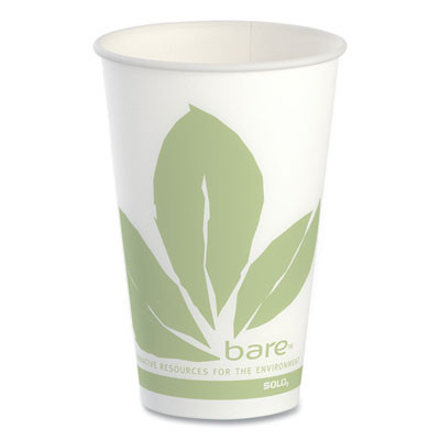 Bare Eco-Forward Paper Cold Cups, Proplanet Seal, 12 Oz, Green/White, 100/Sleeve, 20 Sleeves/Carton