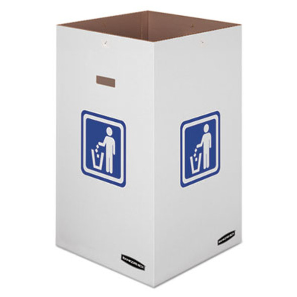 Waste And Recycling Bins, 42 Gal, Corrugated Paper, White, 10/Carton