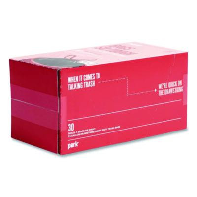 Drawstring Heavy-Duty Trash Bags, 33 Gal, 1.1 Mil, 37" X 33", Black, 30/Box