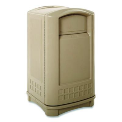 Plaza Indoor/Outdoor Waste Container, 50 Gal, Plastic, Beige