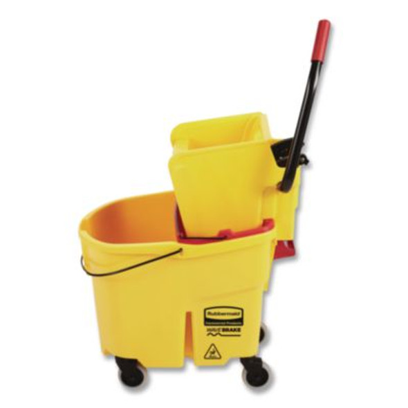Wavebrake 2.0 Bucket/Wringer Combos, Side-Press With Drain, 8.75 Gal, Yellow