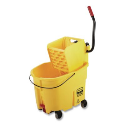 Wavebrake 2.0 Bucket/Wringer Combos, Side-Press With Drain, 8.75 Gal, Yellow