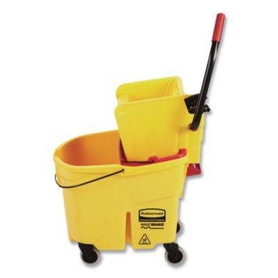 Wavebrake 2.0 Bucket/Wringer Combos, Side-Press With Drain, 35 Qt, Yellow