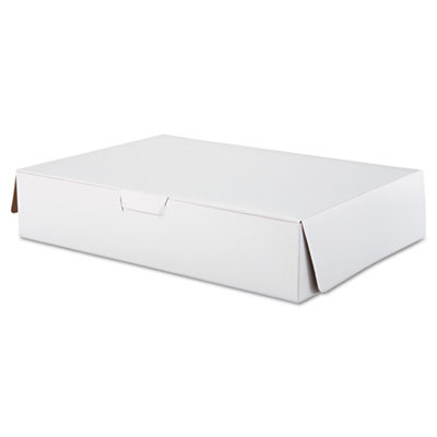 White One-Piece Non-Window Bakery Boxes, 1/2-Sheet Cake Box, 19 x 14 x 4, White, Paper, 50/Carton