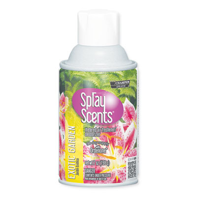 Champion Sprayon Sprayscents Metered Air Freshener Refill, Exotic Garden, 7 Oz Aerosol Spray, 12/Carton