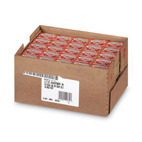 Smucker's Jam Assortment, Single Serving Packs, 0.5 Oz, 200/Carton