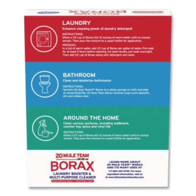 20 Mule Team Borax Laundry Booster, Powder, 4 Lb Box, 6/Carton