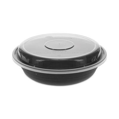 Earthchoice Versa2Go Microwaveable Container, 23 Oz, 6.8 x 6.8 x 1.8, Black/Clear, Plastic, 150/Carton
