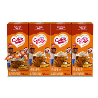 Liquid Coffee Creamer, Pumpkin Spice, 0.38 Oz Mini Cups, 50/Box, 4 Boxes/Carton