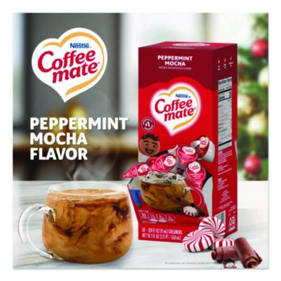 Liquid Coffee Creamer, Peppermint Mocha, 0.38 Oz Mini Cups, 50/Box