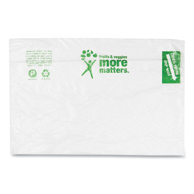Produce Bags, Fruits And Veggies - More Matters Labeling, 0.35 Mil, 10" x 15", Clear, 1,400 Bags/Roll, 4 Rolls/Carton