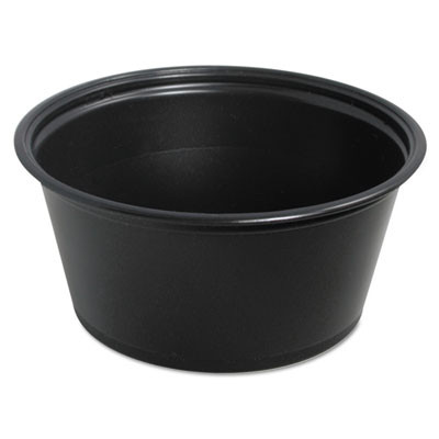 Conex Complements Portion/Medicine Cups, 3.25 Oz, Plastic, Black, 125/Bag, 20 Bags/Carton