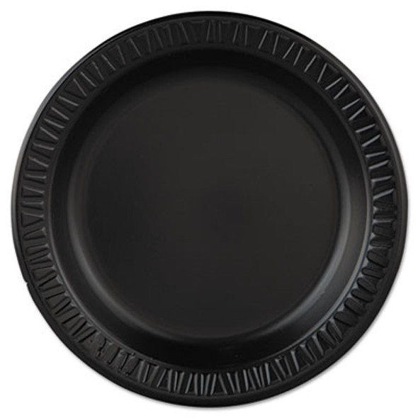Quiet Classic Laminated Foam Dinnerware, Plate, 9" Dia, Black, 125/Pack, 4 Packs/Carton