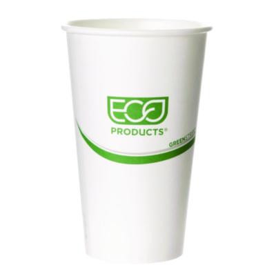 Greenstripe Renewable And Compostable Hot Cups, 16 Oz, Paper, White/Green, 50/Pack, 20 Packs/Carton