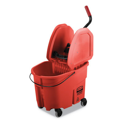 Wavebrake 2.0 Bucket/Wringer Combos, Down-Press, 35 Qt, Plastic, Red