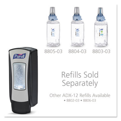 Adx-12 Dispenser, 1,200 Ml, 4.5 x 4 x 11.25, Chrome/Black
