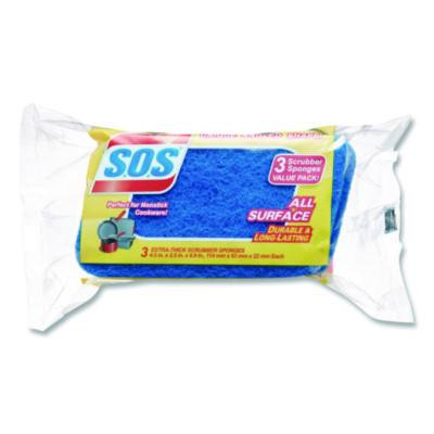 All Surface Scrubber Sponge, 2.5 x 4.5, 0.9" Thick, Dark Blue/Light Blue, 3/Pack, 8 Packs/Carton