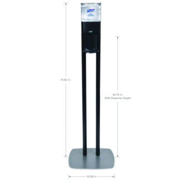 Es6 Hand Sanitizer Floor Stand With Dispenser, 1,200 Ml, 13.5 X 5 X 28.5, Graphite/Silver