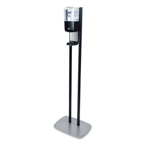 Es6 Hand Sanitizer Floor Stand With Dispenser, 1,200 Ml, 13.5 X 5 X 28.5, Graphite/Silver
