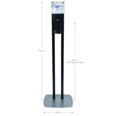 Es6 Hand Sanitizer Floor Stand With Dispenser, 1,200 Ml, 13.5 X 5 X 28.5, Graphite/Silver